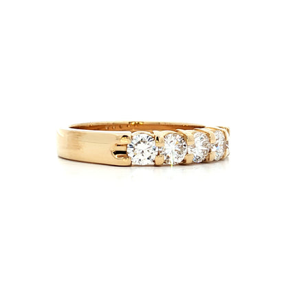 .75 Five Stone Diamond Wedding Band in 18k Yellow Gold