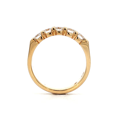 .75 Five Stone Diamond Wedding Band in 18k Yellow Gold