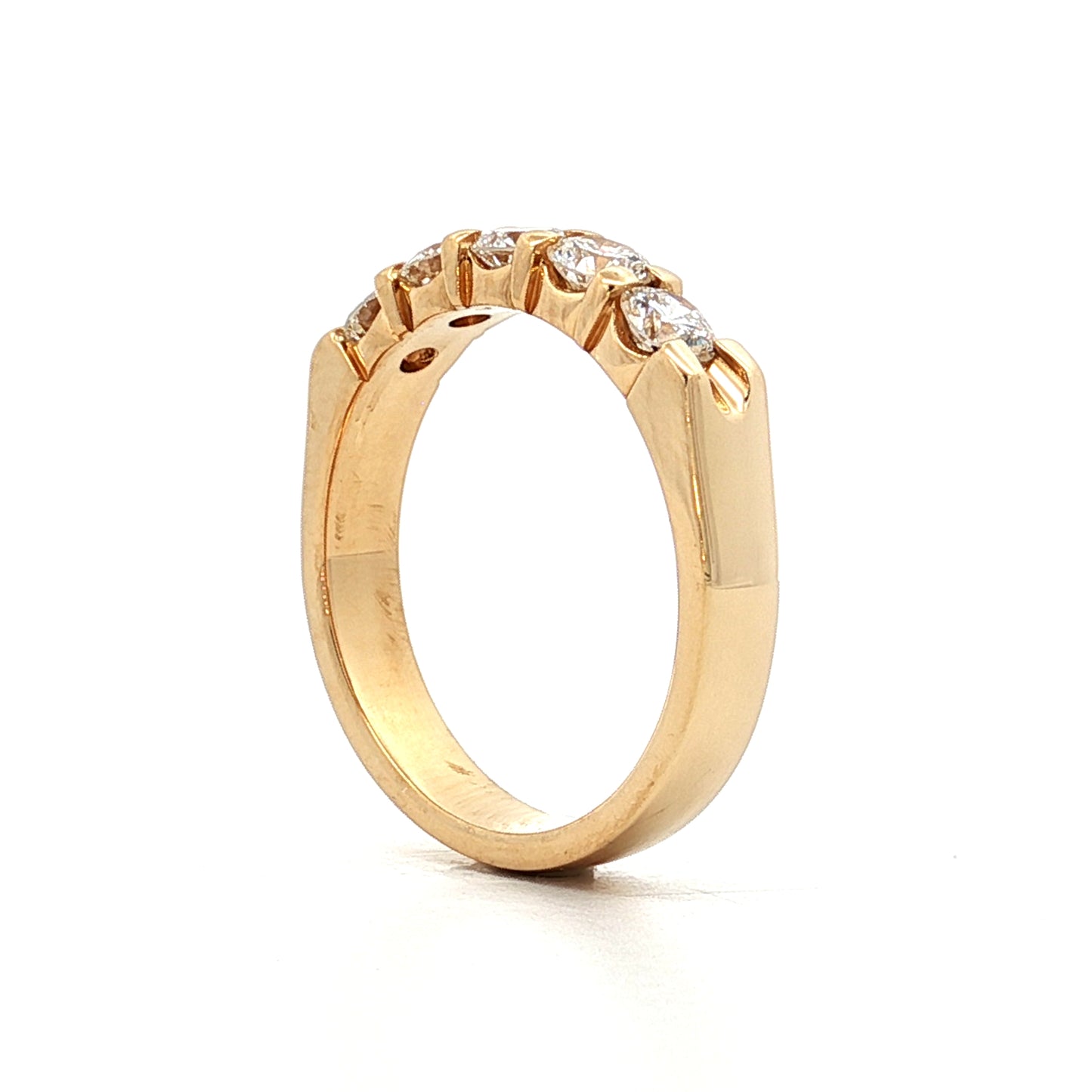 .75 Five Stone Diamond Wedding Band in 18k Yellow Gold