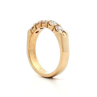 .75 Five Stone Diamond Wedding Band in 18k Yellow Gold