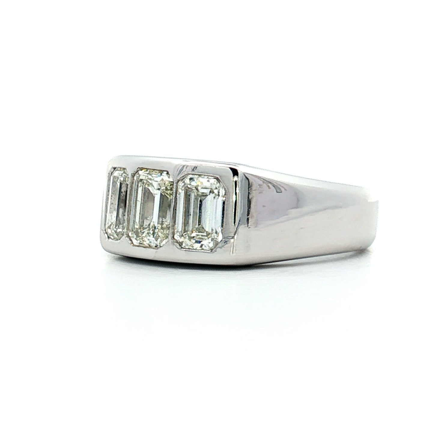 .70 Emerald Cut Diamond Three Stone Engagement Ring 14k