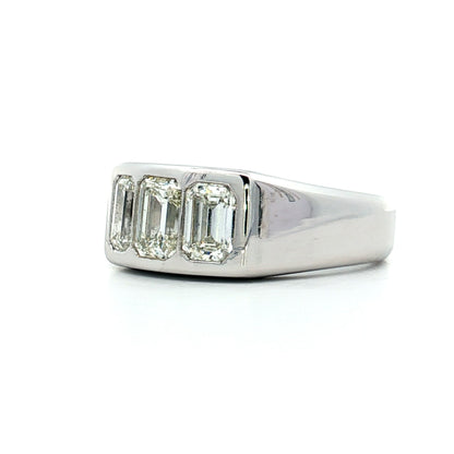 .70 Emerald Cut Diamond Three Stone Engagement Ring 14k