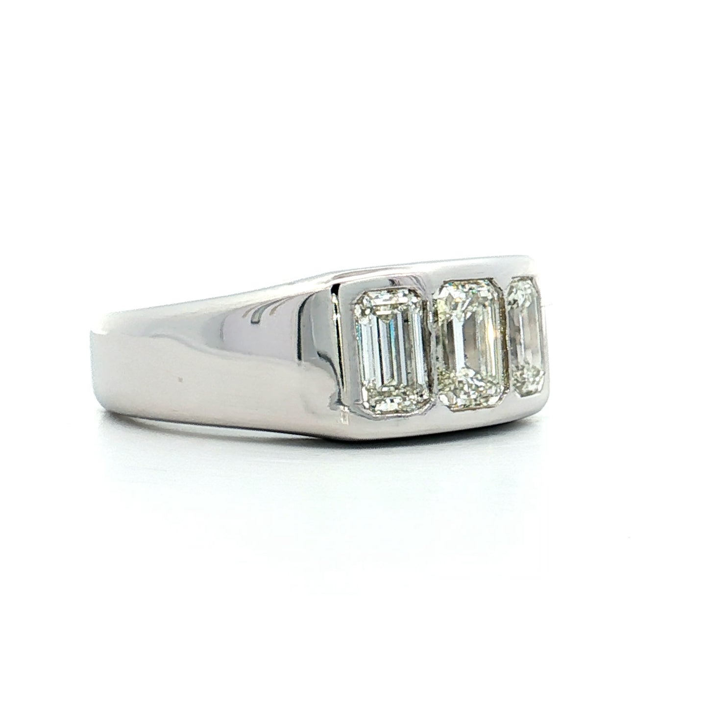 .70 Emerald Cut Diamond Three Stone Engagement Ring 14k