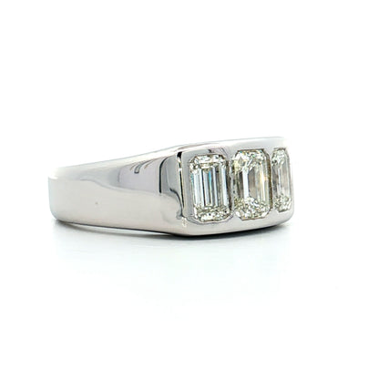 .70 Emerald Cut Diamond Three Stone Engagement Ring 14k