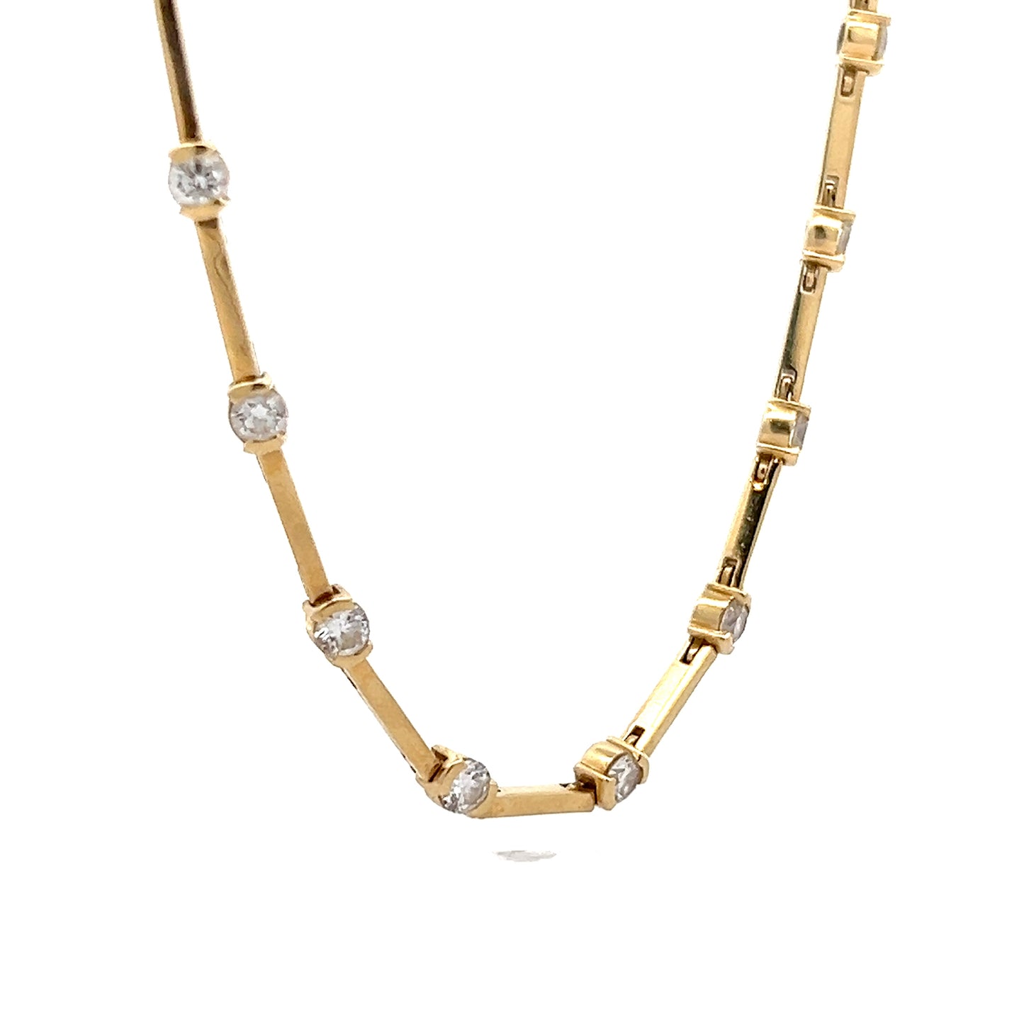 4 Carat Diamond Station Necklace 18k Yellow Gold