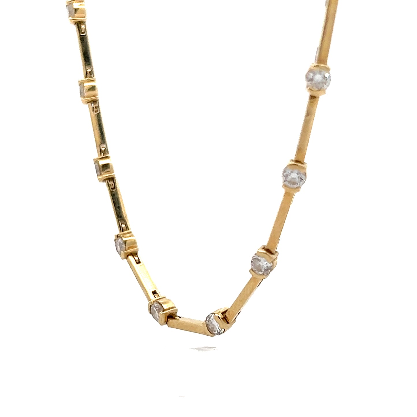 4 Carat Diamond Station Necklace 18k Yellow Gold