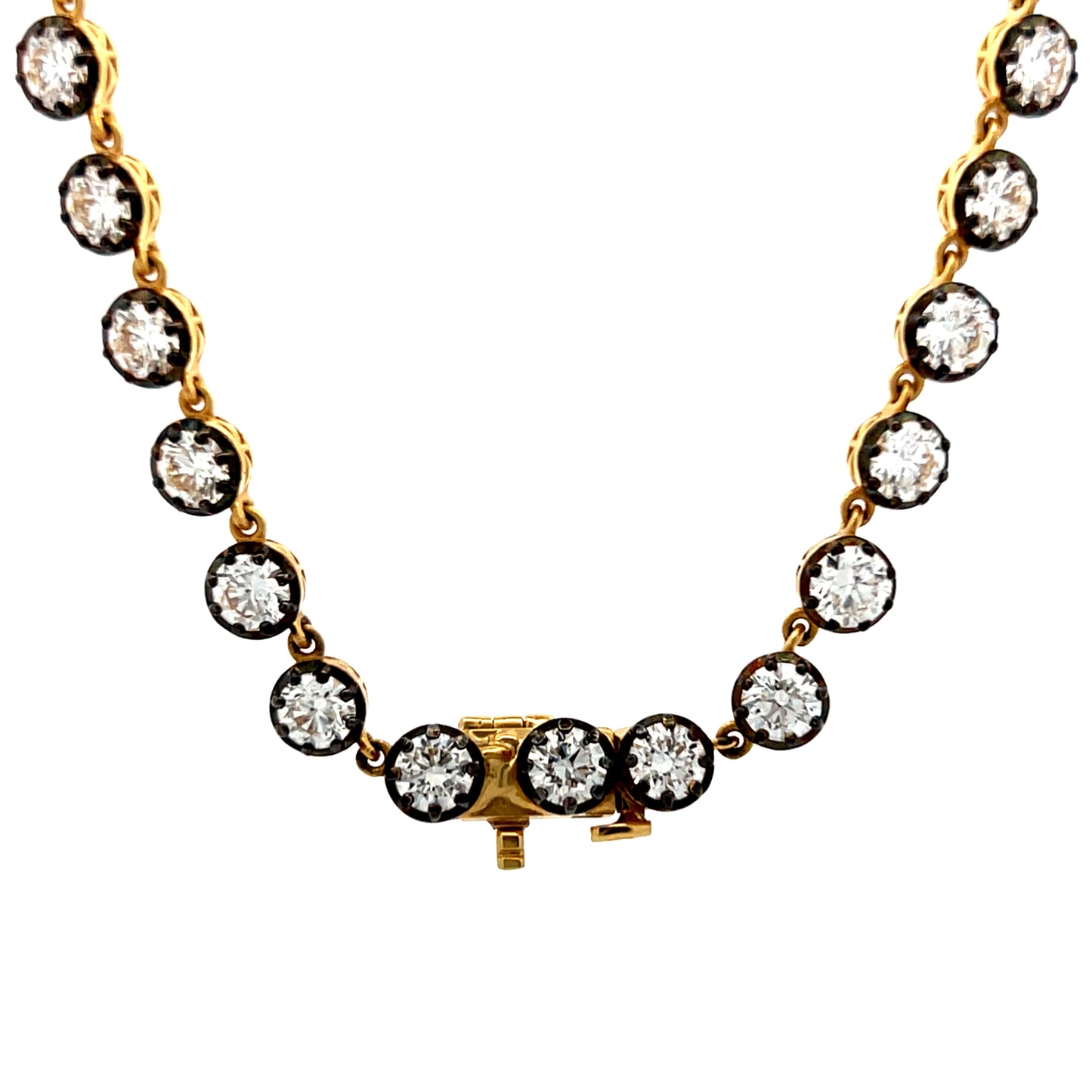 17 Carat Diamond Tennis Necklace 18k Yellow Gold
