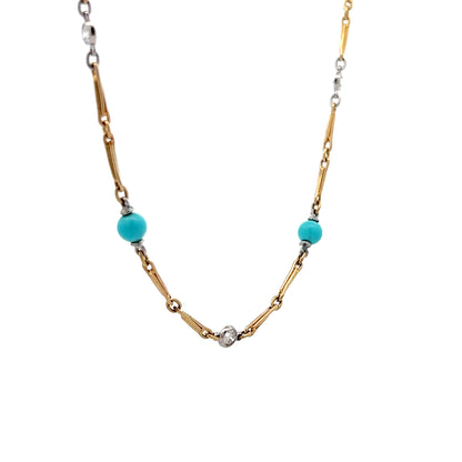 Two-Tone Turquoise & Diamond Necklace 18k/Platinum