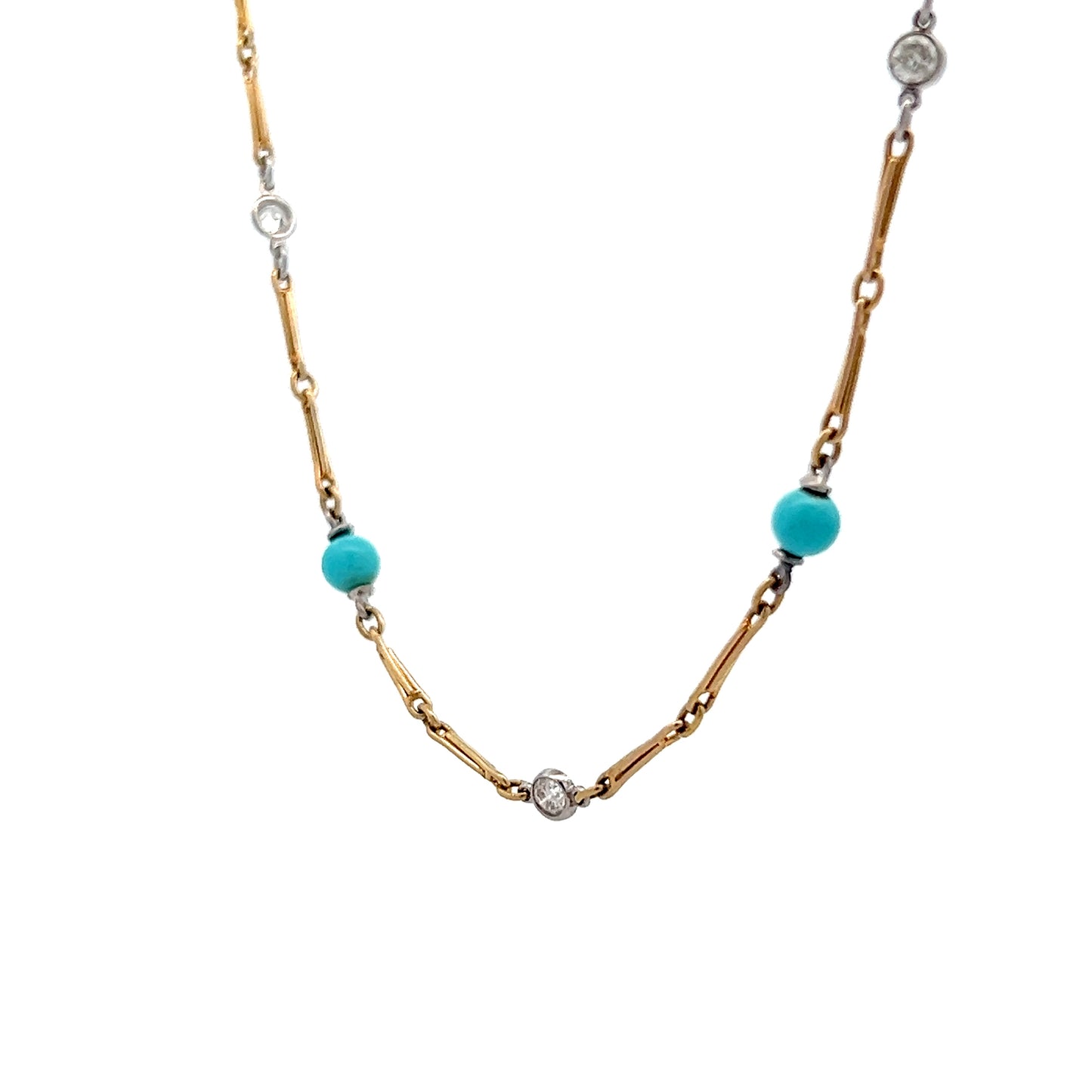 Two-Tone Turquoise & Diamond Necklace 18k/Platinum