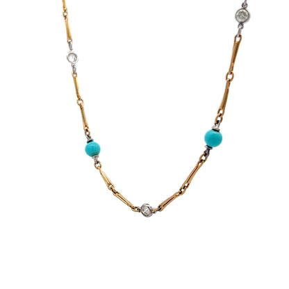 Two-Tone Turquoise & Diamond Necklace 18k/Platinum