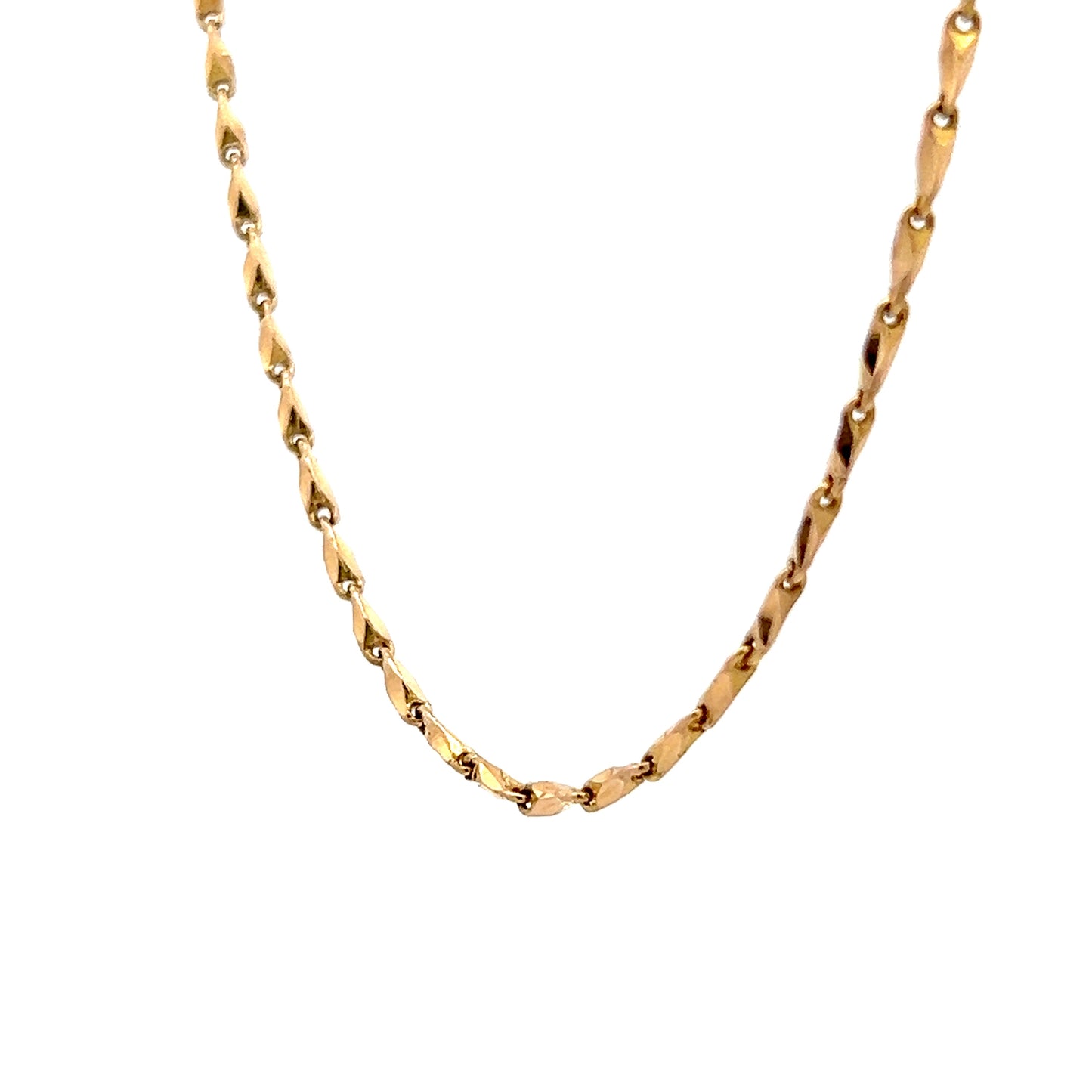16 Inch Diamond Cut Link Necklace 14k Yellow Gold