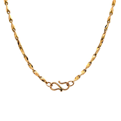 16 Inch Diamond Cut Link Necklace 14k Yellow Gold