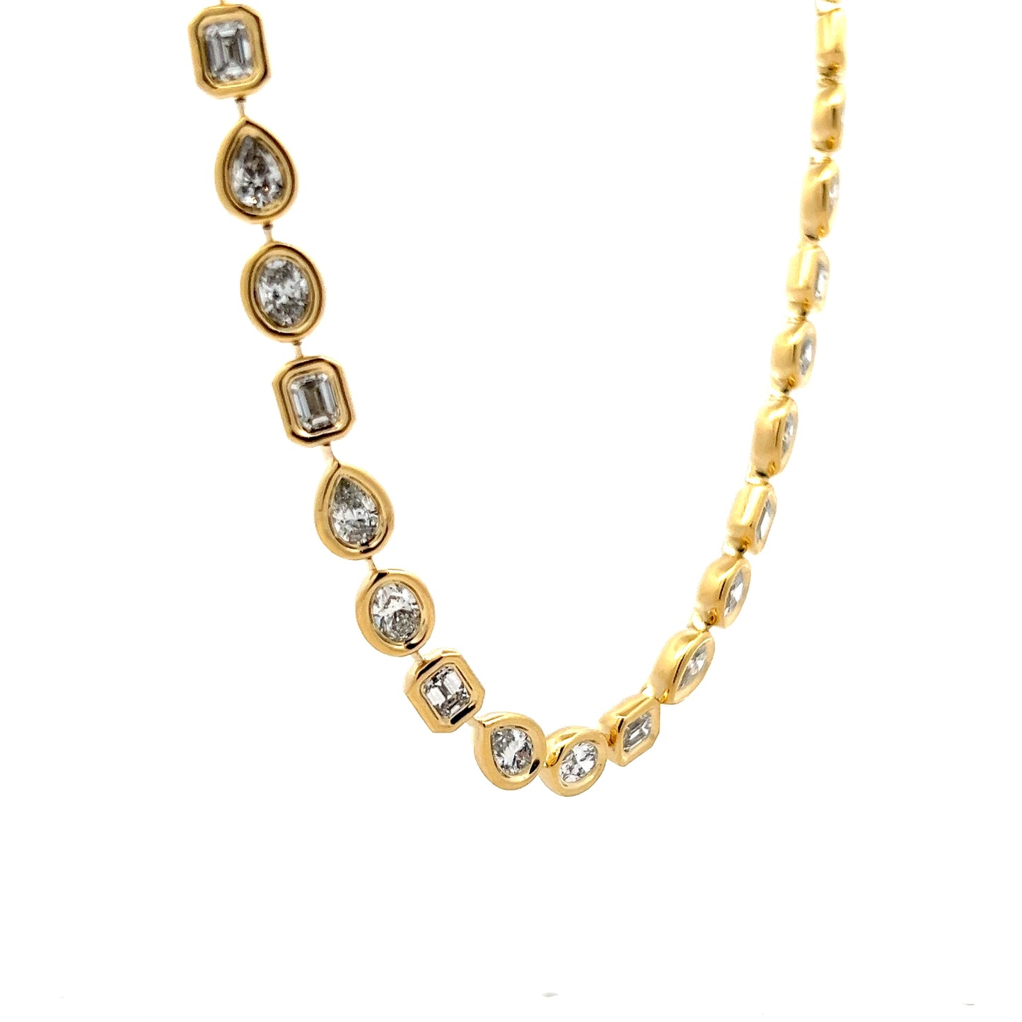 14 Carat Diamond Tennis Necklace 18k Yellow Gold