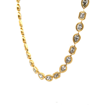 14 Carat Diamond Tennis Necklace 18k Yellow Gold