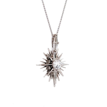 1 Carat Diamond North Star Pendant Necklace 14k