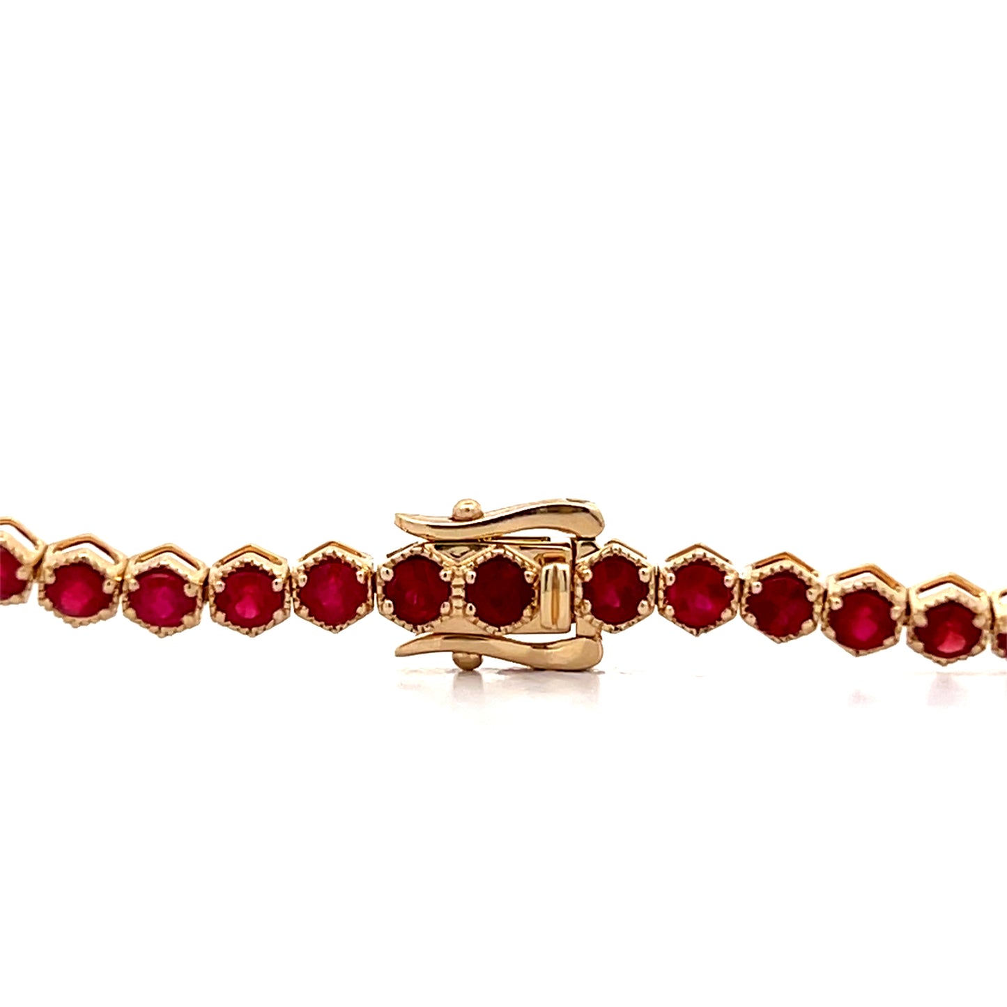 15.01 Round Cut Ruby Tennis Necklace 14k Yellow Gold