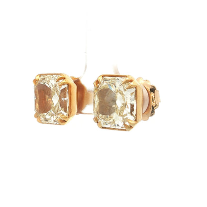 12.35 Fancy Yellow Square Diamond Earring Studs 18k