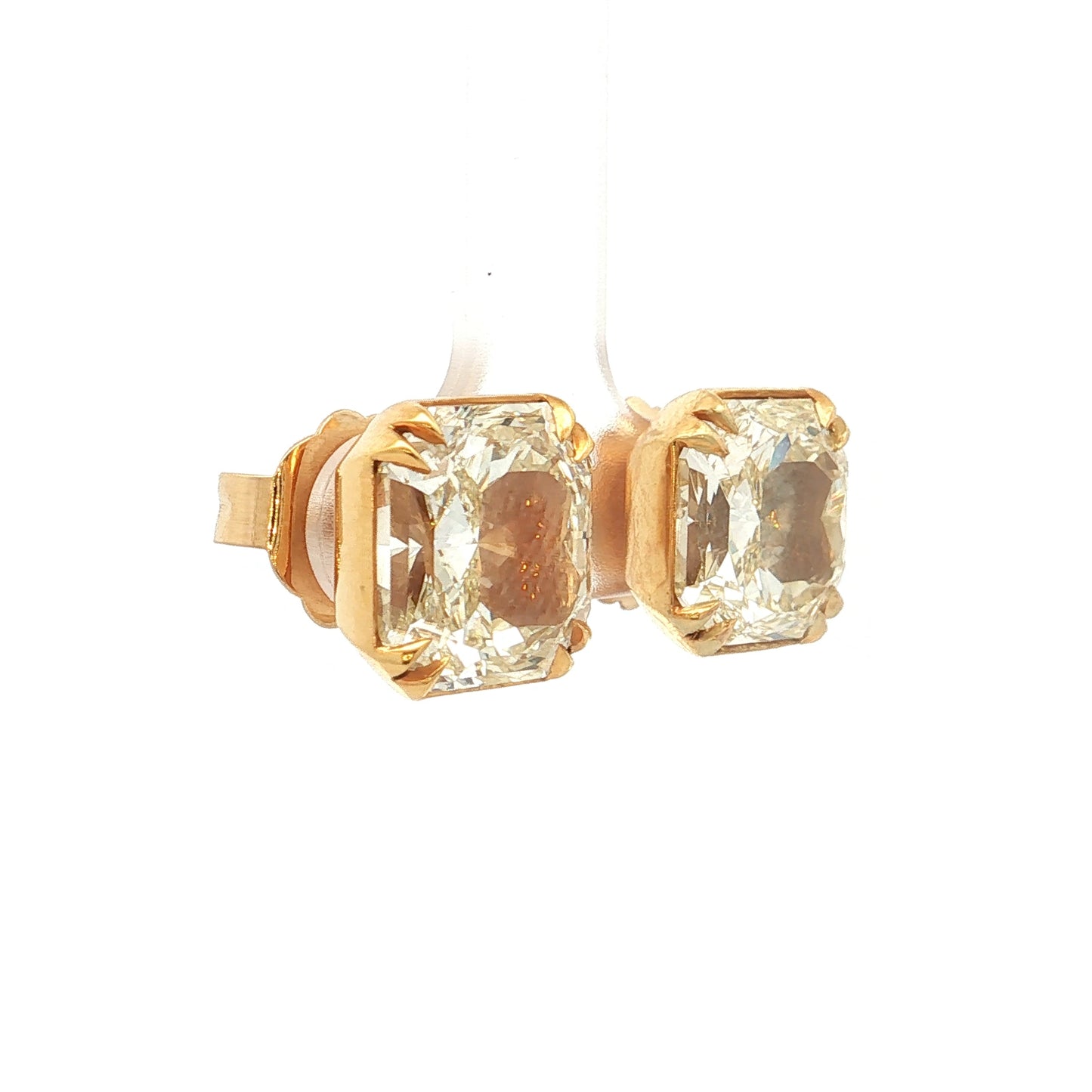 12.35 Fancy Yellow Square Diamond Earring Studs 18k