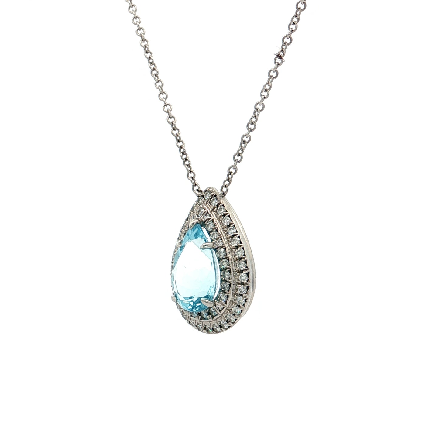 Tiffany & Co Pear Aquamarine Soleste Pendant Necklace Platinum