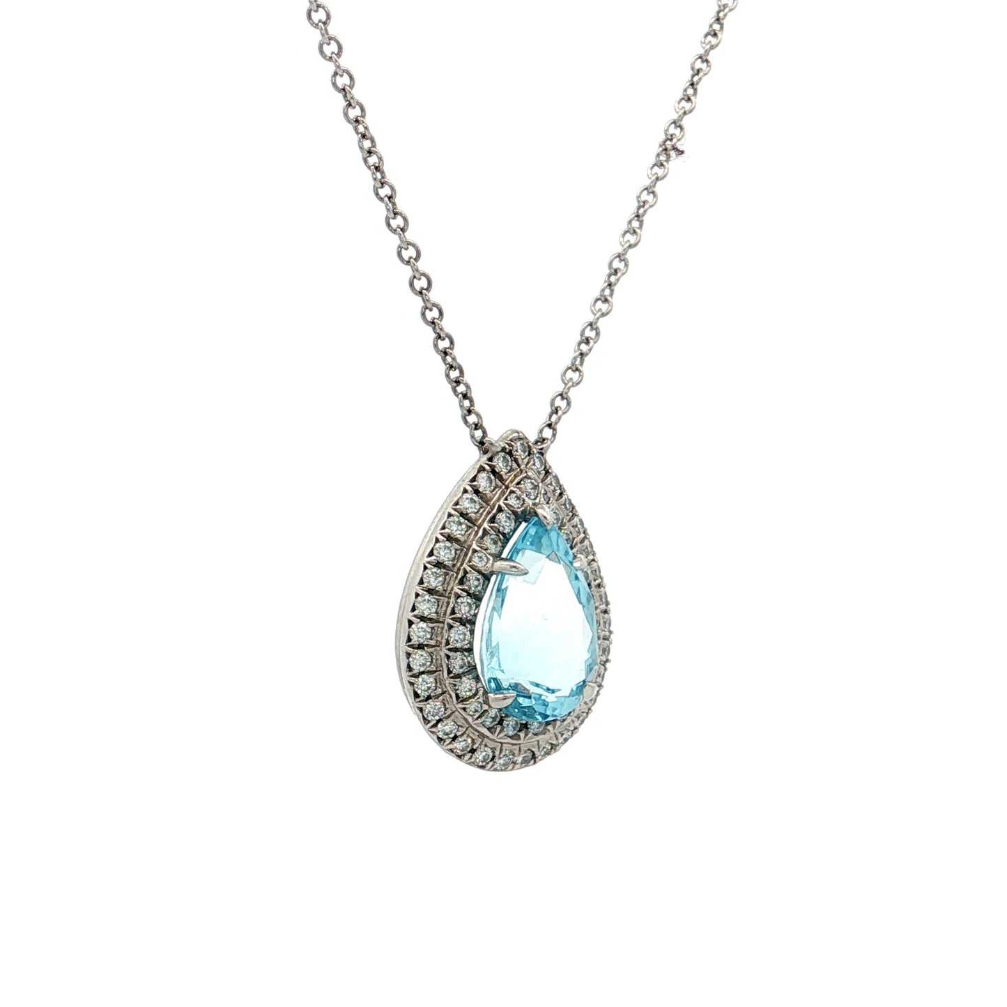 Tiffany & Co Pear Aquamarine Soleste Pendant Necklace Platinum