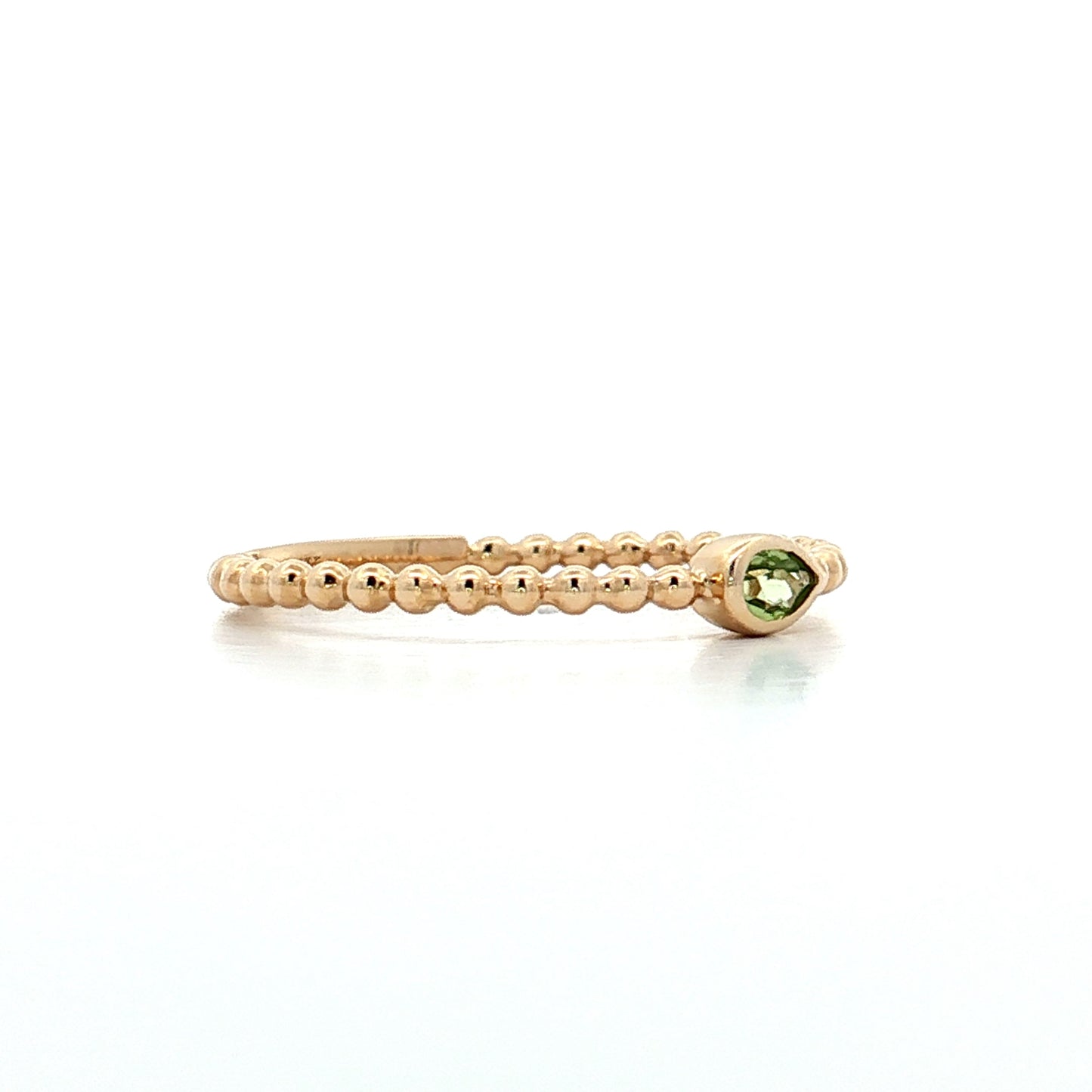 .10 Pear Cut Peridot Stacking Ring 14k Yellow Gold