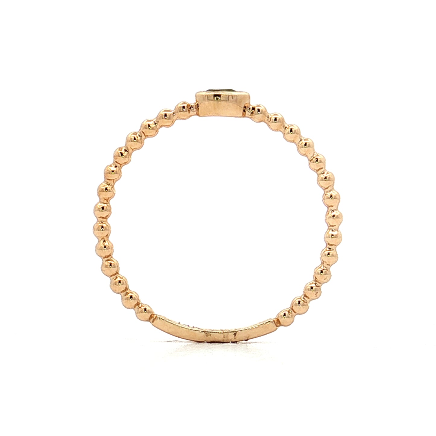 .10 Pear Cut Peridot Stacking Ring 14k Yellow Gold