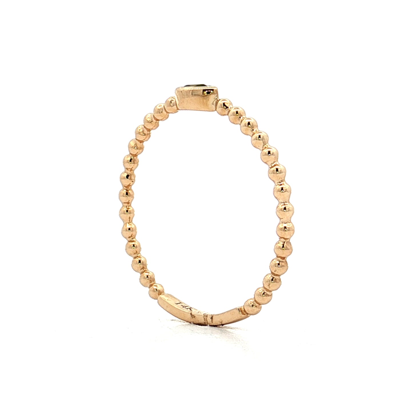 .10 Pear Cut Peridot Stacking Ring 14k Yellow Gold