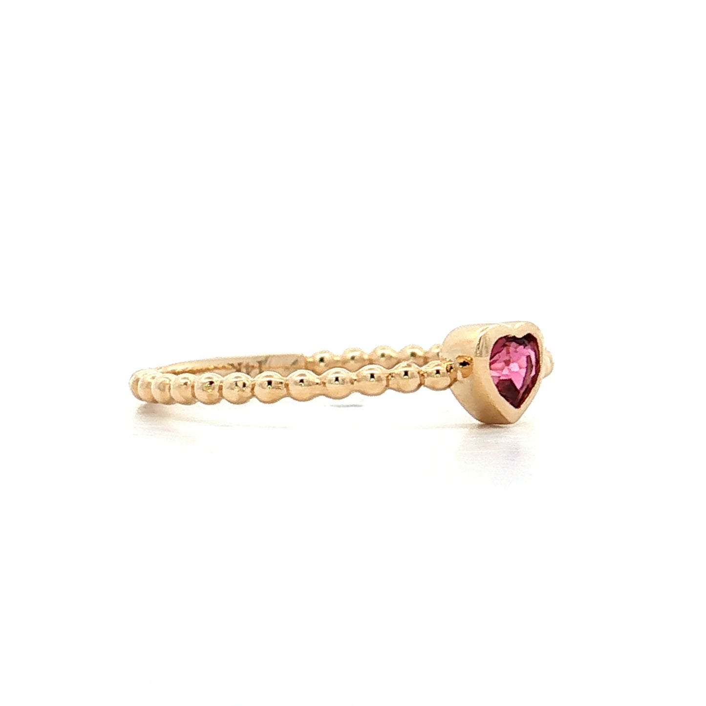 .16 Heart Shaped Pink Tourmaline Ring 14k Yellow Gold