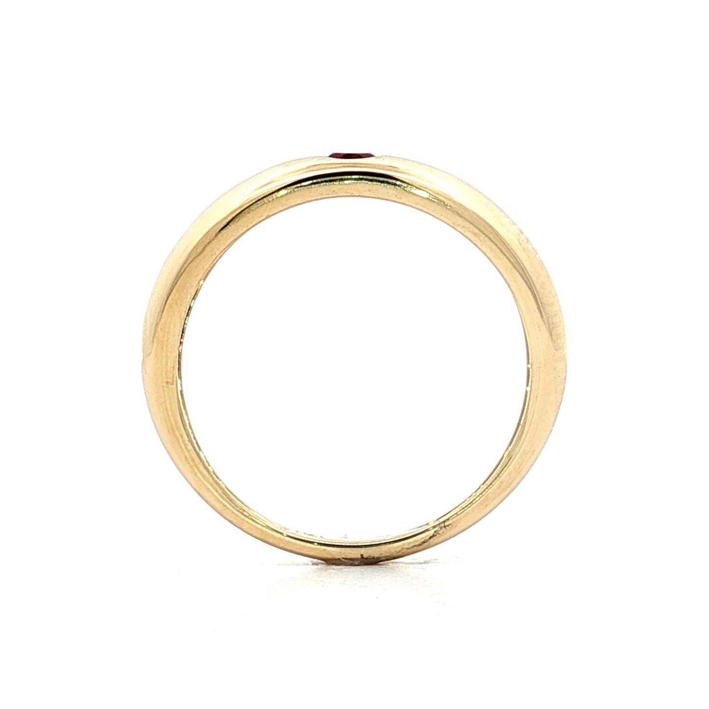 .16 Round Cut Garnet Stacking Ring in 14k Yellow Gold