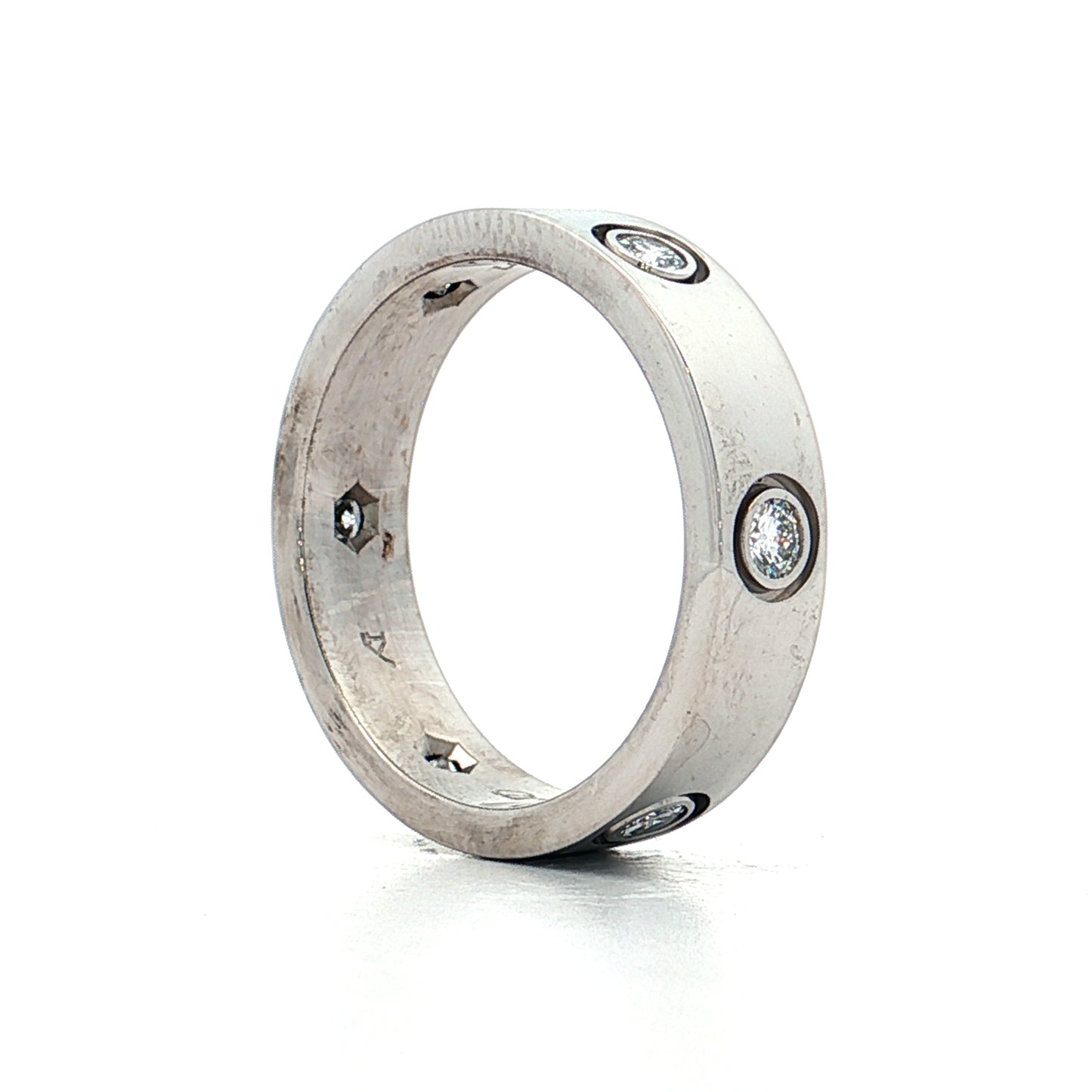 .46 Mens Diamond Cartier Love Ring 18k White Gold