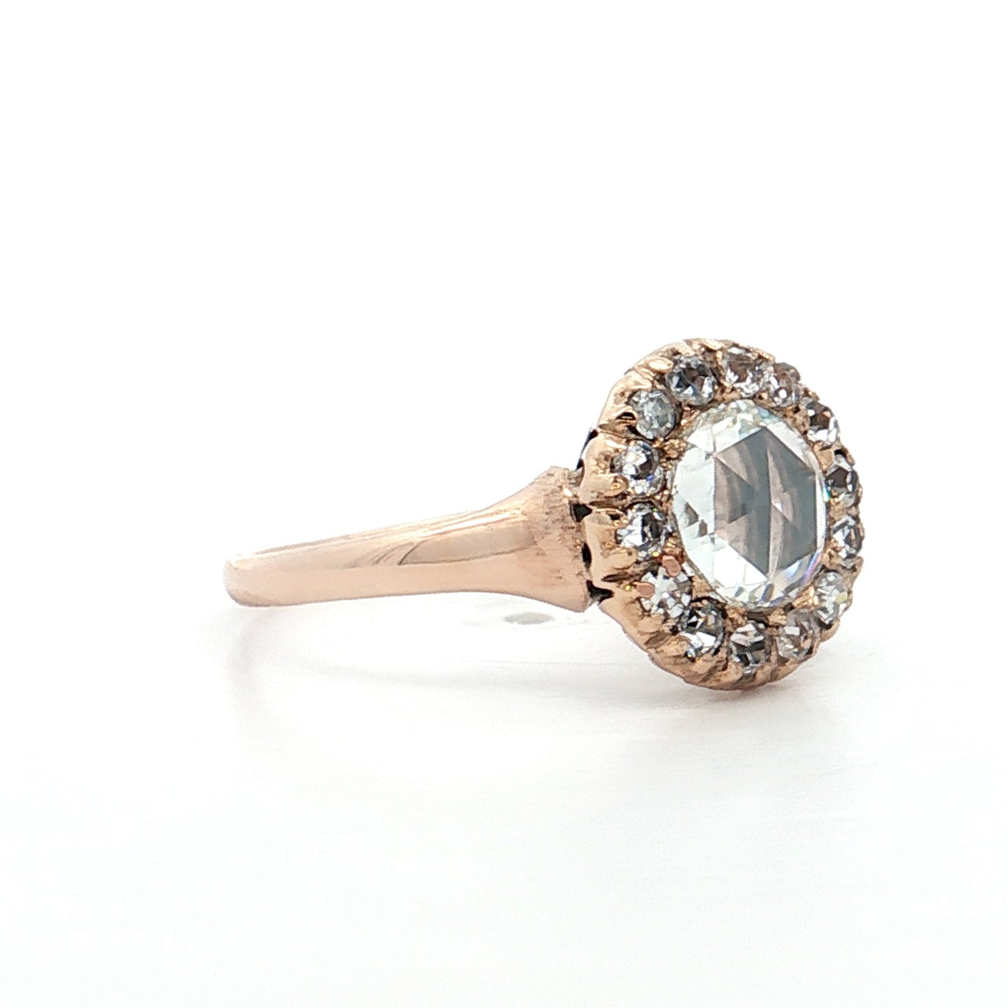 .35 Vintage Rose Cut Diamond Engagement Ring 14k