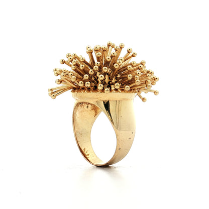 Gesticulating Prong Cocktail Ring 14k Yellow Gold