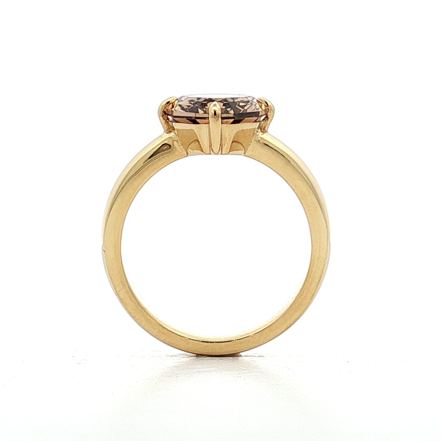 3.58 Oval Step Cut Cognac Diamond 18k Yellow Gold