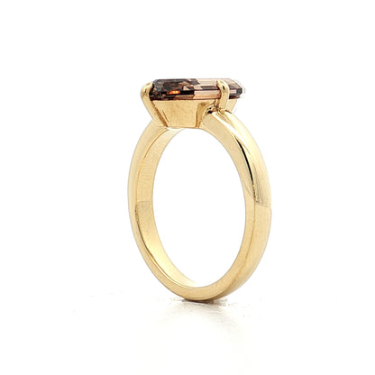 3.58 Oval Step Cut Cognac Diamond 18k Yellow Gold