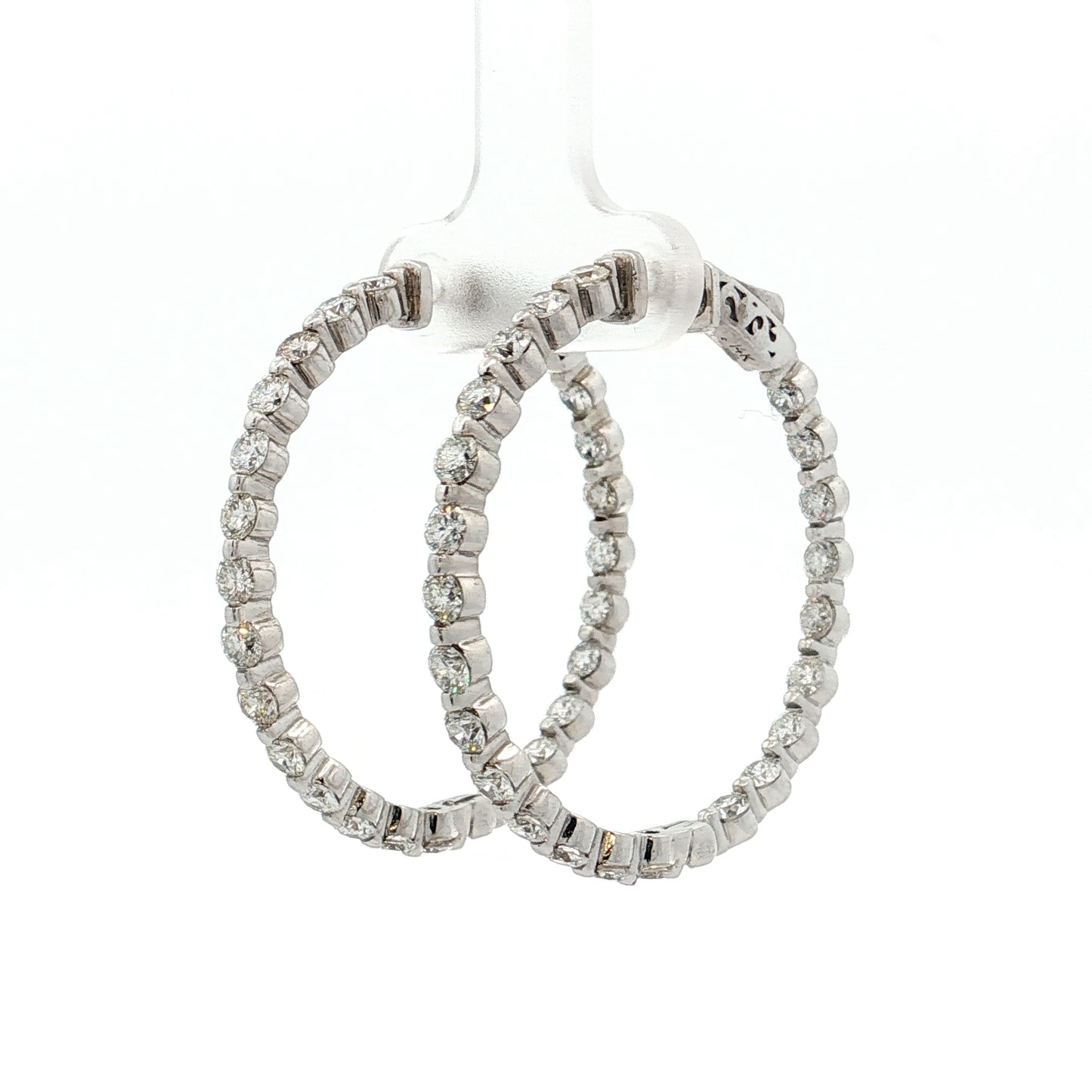 3.75 Inside-Out Diamond Hoop Earrings 14k White Gold