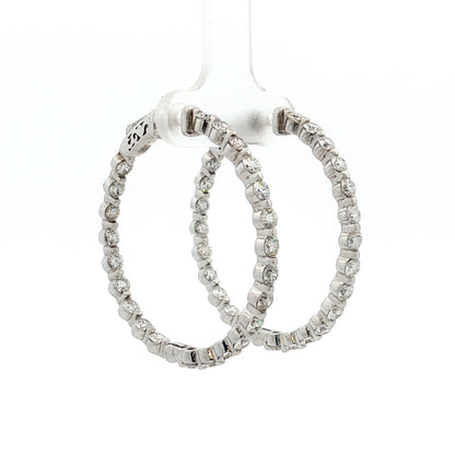 3.75 Inside-Out Diamond Hoop Earrings 14k White Gold