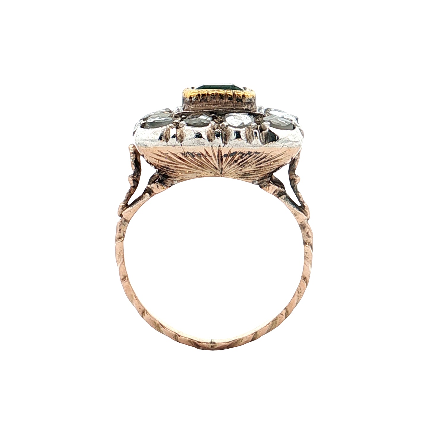 1.50 Antique Georgian Emerald & Diamond Ring 12k/SS