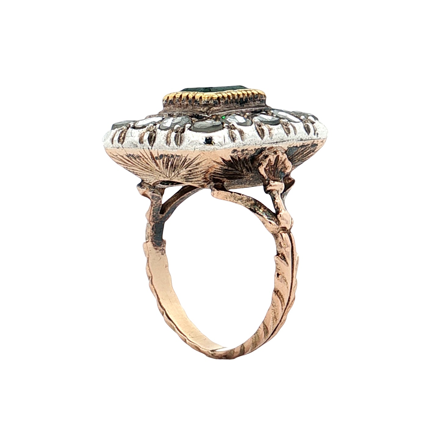 1.50 Antique Georgian Emerald & Diamond Ring 12k/SS