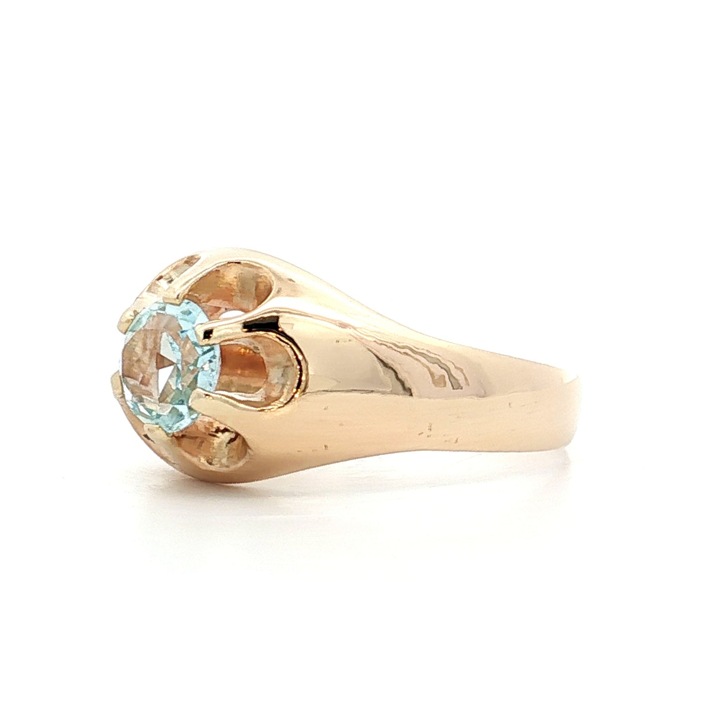 .80 Vintage Aquamarine Cocktail Ring 14k Yellow Gold