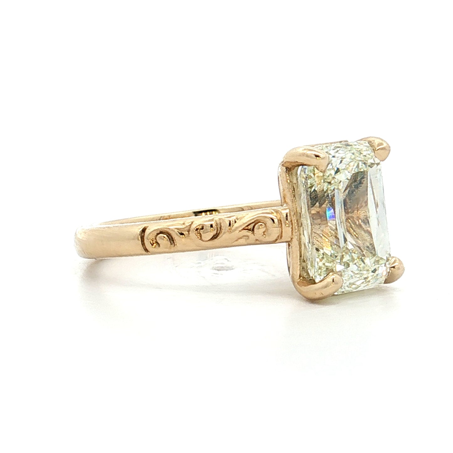 4.03 Emerald Step Cut Diamond Engagement Ring 14k