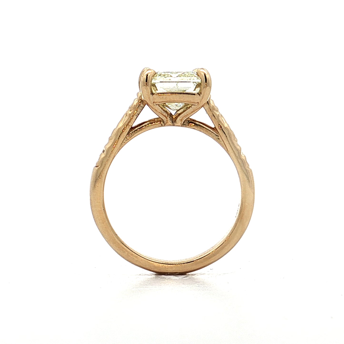 4.03 Emerald Step Cut Diamond Engagement Ring 14k