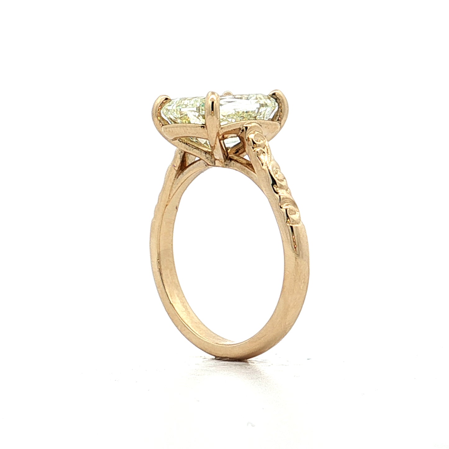 4.03 Emerald Step Cut Diamond Engagement Ring 14k