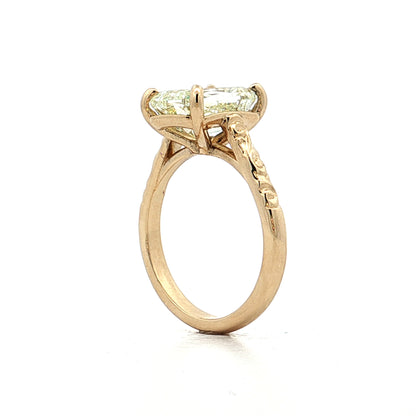 4.03 Emerald Step Cut Diamond Engagement Ring 14k