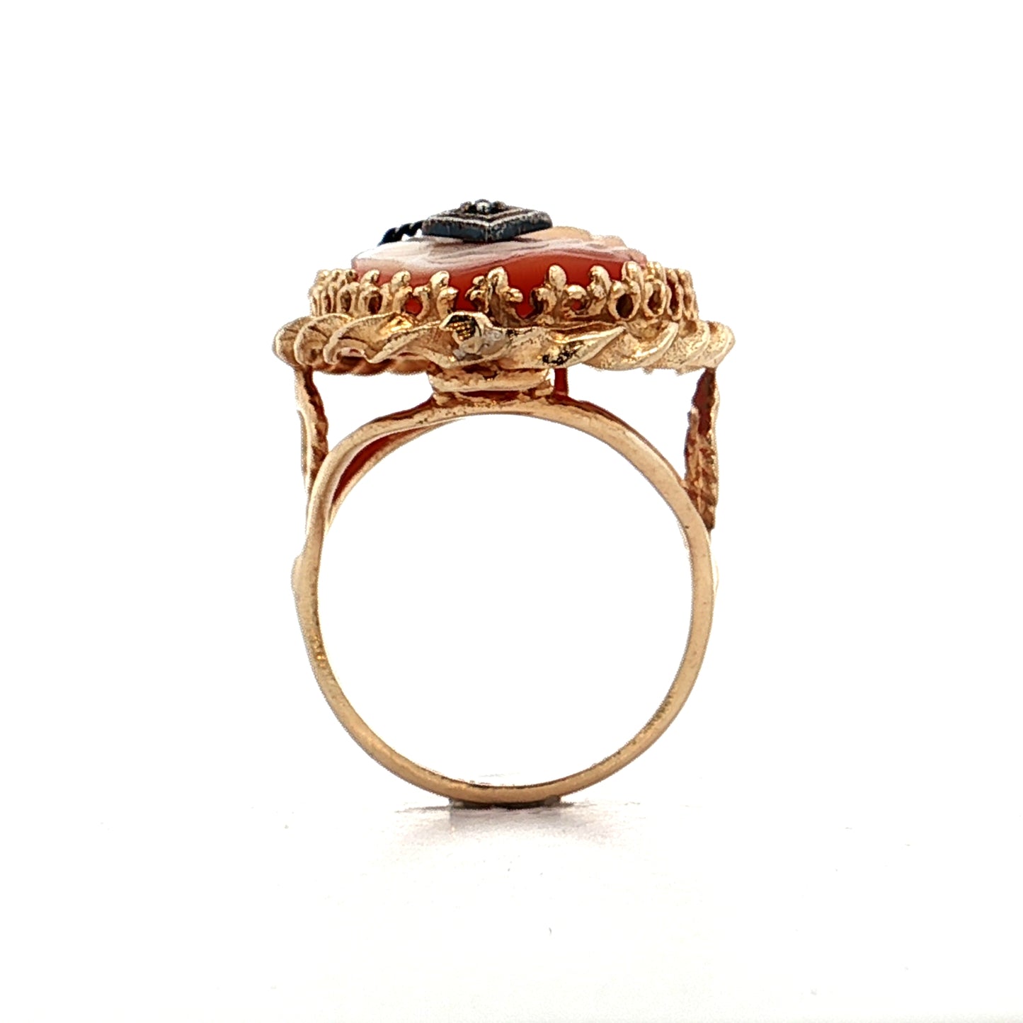 Antique Victorian Cameo Cocktail Ring 14k Yellow Gold