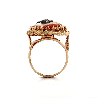 Antique Victorian Cameo Cocktail Ring 14k Yellow Gold