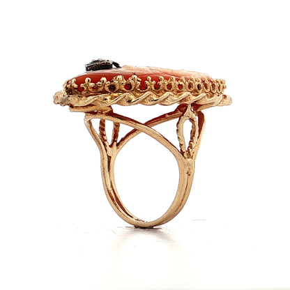 Antique Victorian Cameo Cocktail Ring 14k Yellow Gold