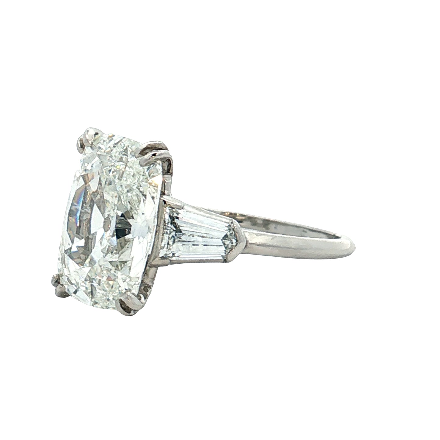 5.77 Vintage GIA Old Mine Cushion Diamond Engagement Ring Platinum
