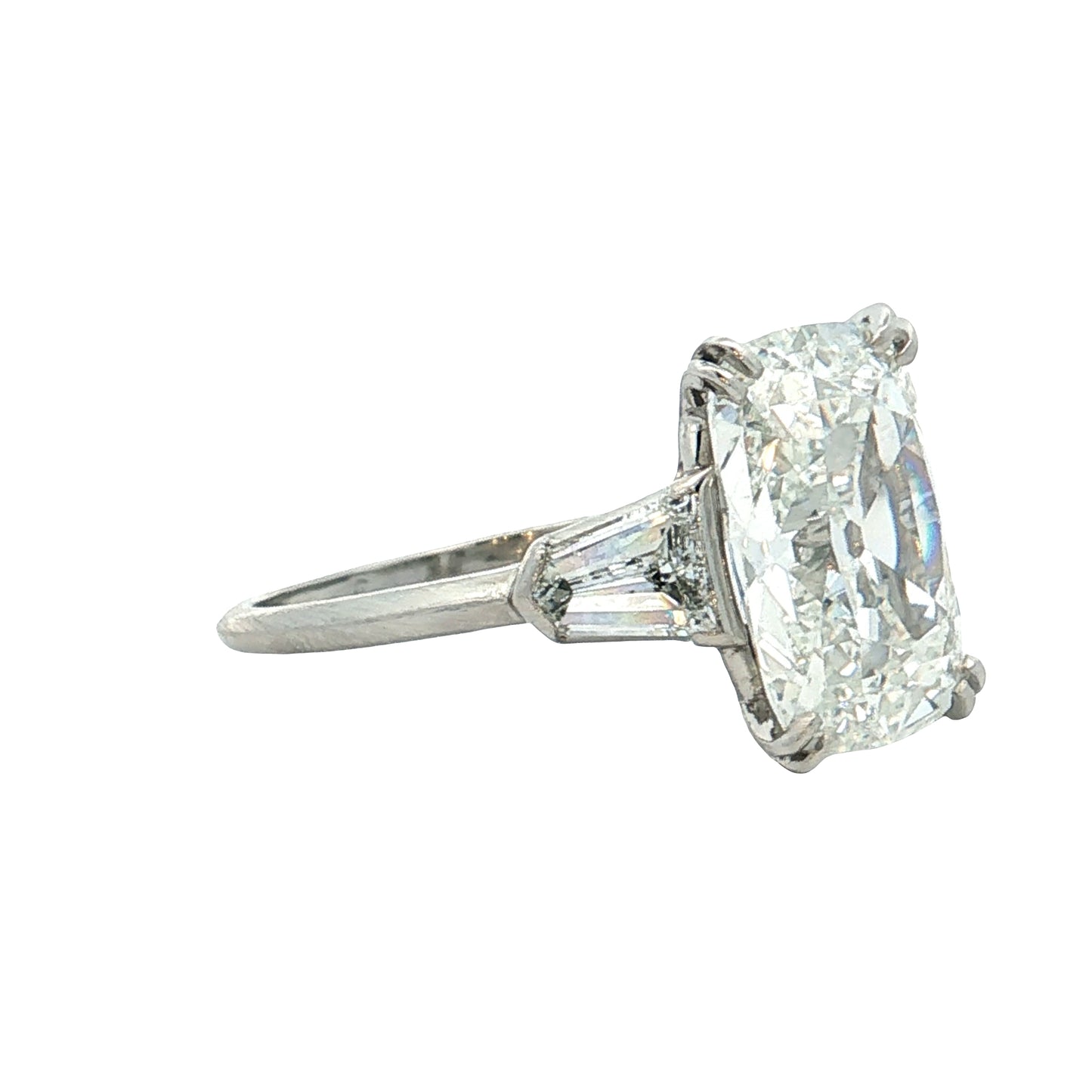 5.77 Vintage GIA Old Mine Cushion Diamond Engagement Ring Platinum