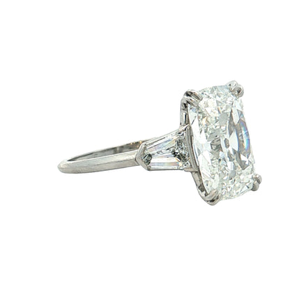 5.77 Vintage GIA Old Mine Cushion Diamond Engagement Ring Platinum