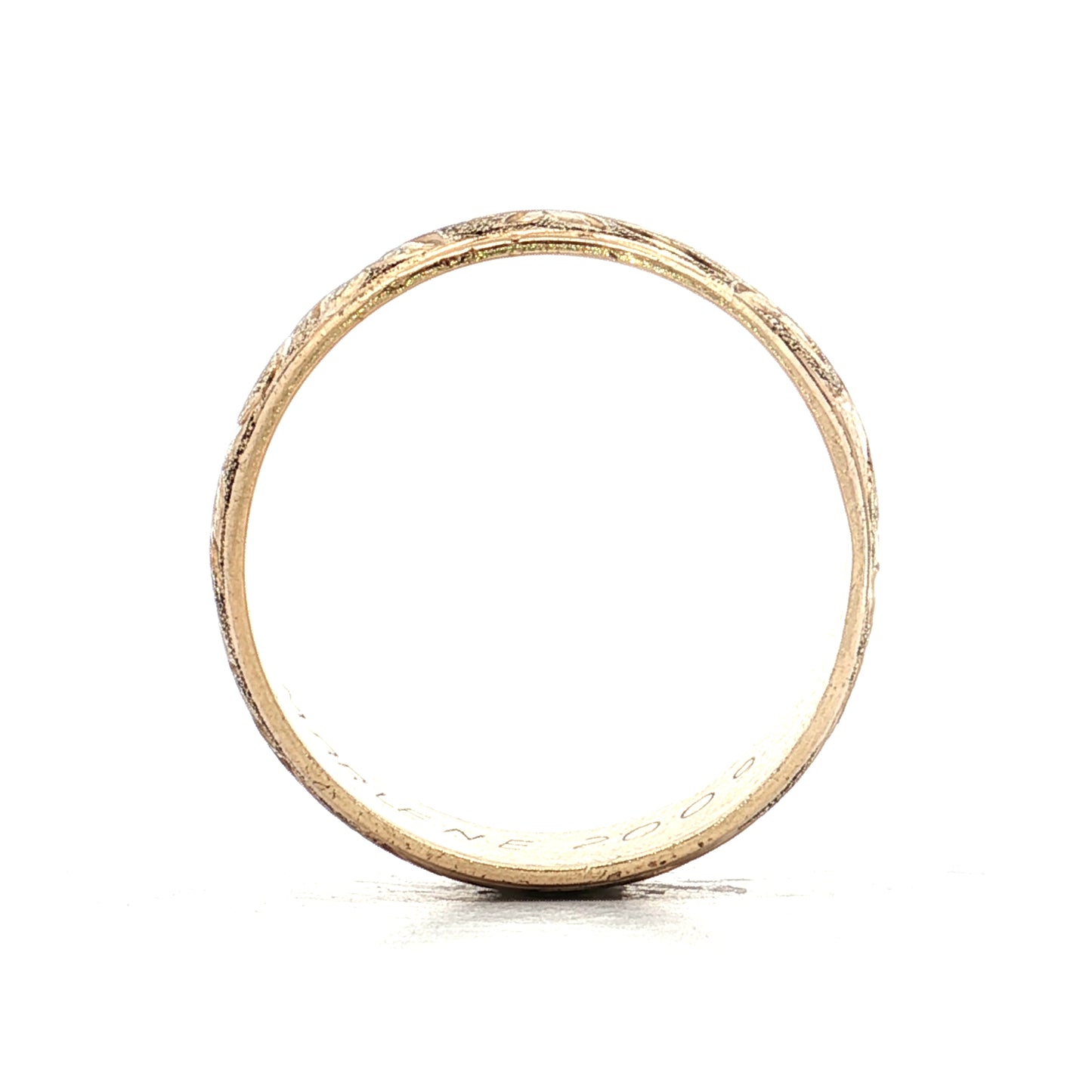 Mens 8mm Engraved Wedding Band 14k Yellow Gold